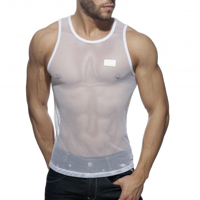 AD848 BLACK & WHITE MESH TANKTOP