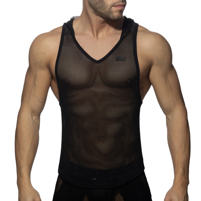 AD968 MESH SLEEVELESS HOODY