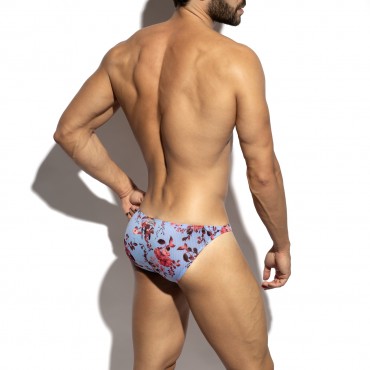 STRIPED-FLORAL BIKINI BRIEF