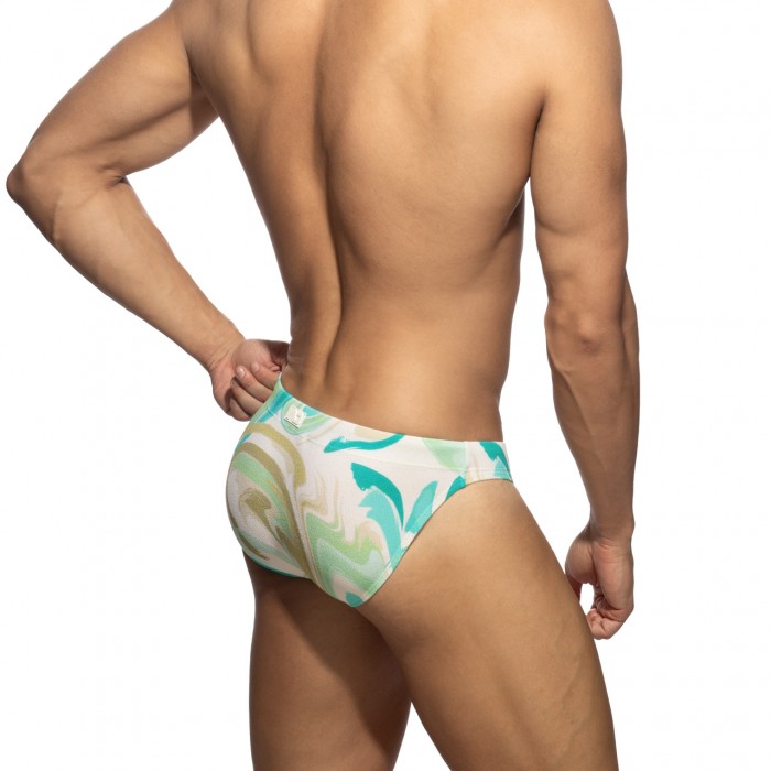 ABSTRACT TERRYCLOTH SWIM BIKINI BRIEF
